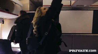 Slut blonde got fucked on the airplane