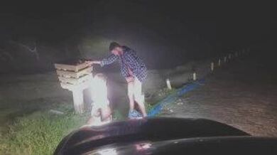 Pervert fucked a sleepwalking girl on the road