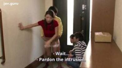 Japanese son fucked his mom in front of his friends