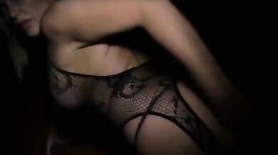 Blonde lady gangbanged in an Adult cinema hall