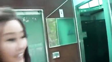 Korean guy fucked his GF in the public bathroom