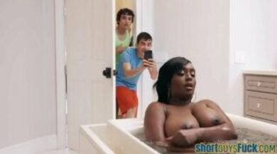 Two young guys drilled a black lady's pussy