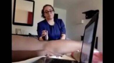 Maid saw her owner masturbating and helped him