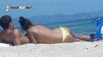 German wife sucked her husband's dick on the beach
