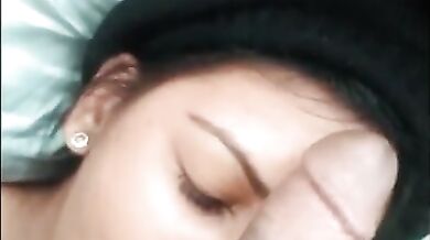Indian girlfriend sucked her boyfriend's cock and balls