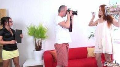 The cameraman dropped his cum on the girl's face