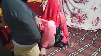 Indian wife riding her husband in style
