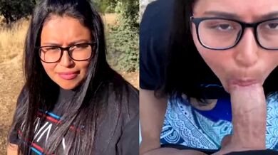 Beautiful specs hot blowjob outdoor