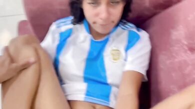 College roommates has blowjob in sofa