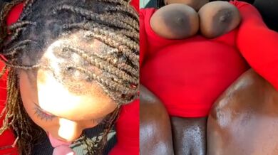 BBW Ebony woman fucks inside a car for money