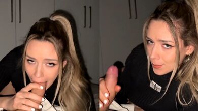 Beautiful blonde girl sucks friend's Bf cock