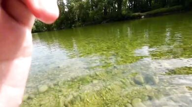 Romantice couple sex with river view