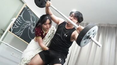 Asian gym teacher fucks her big cock student