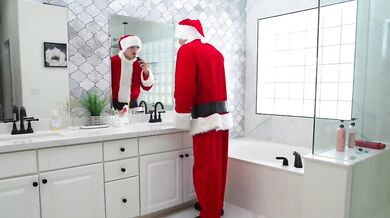 Stepson trick mother with santa claus dress