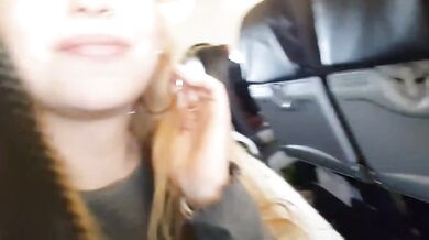 Honeymoon couple has blowjob while flying in plane