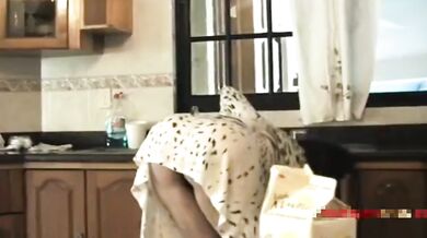 Nephew sliding his cock into his aunt's big ass