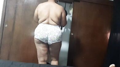 Son spy his stepmother's big ass while changing dress