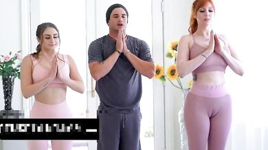 Beautiful sisters fucks with yoga teacher in class