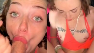 Orange slutty lips woman has deepthroat sex video