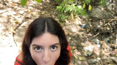 Street woman roams with creampies facial in public video