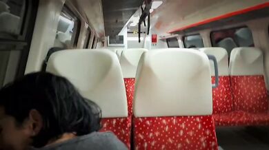 Stranger woman has public sex in running train