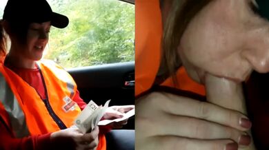 Sweet bitch post woman sucks manhood cock for money