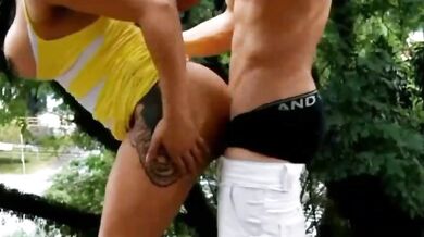 Hot boobs sex whore has rough sex in the street