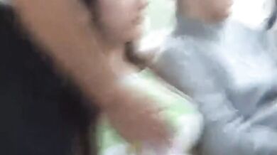 Man groping woman's sexy boobs while travelling in bus