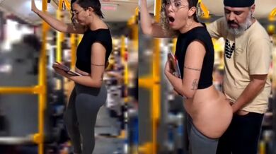 Stranger man fuck married woman in running bus