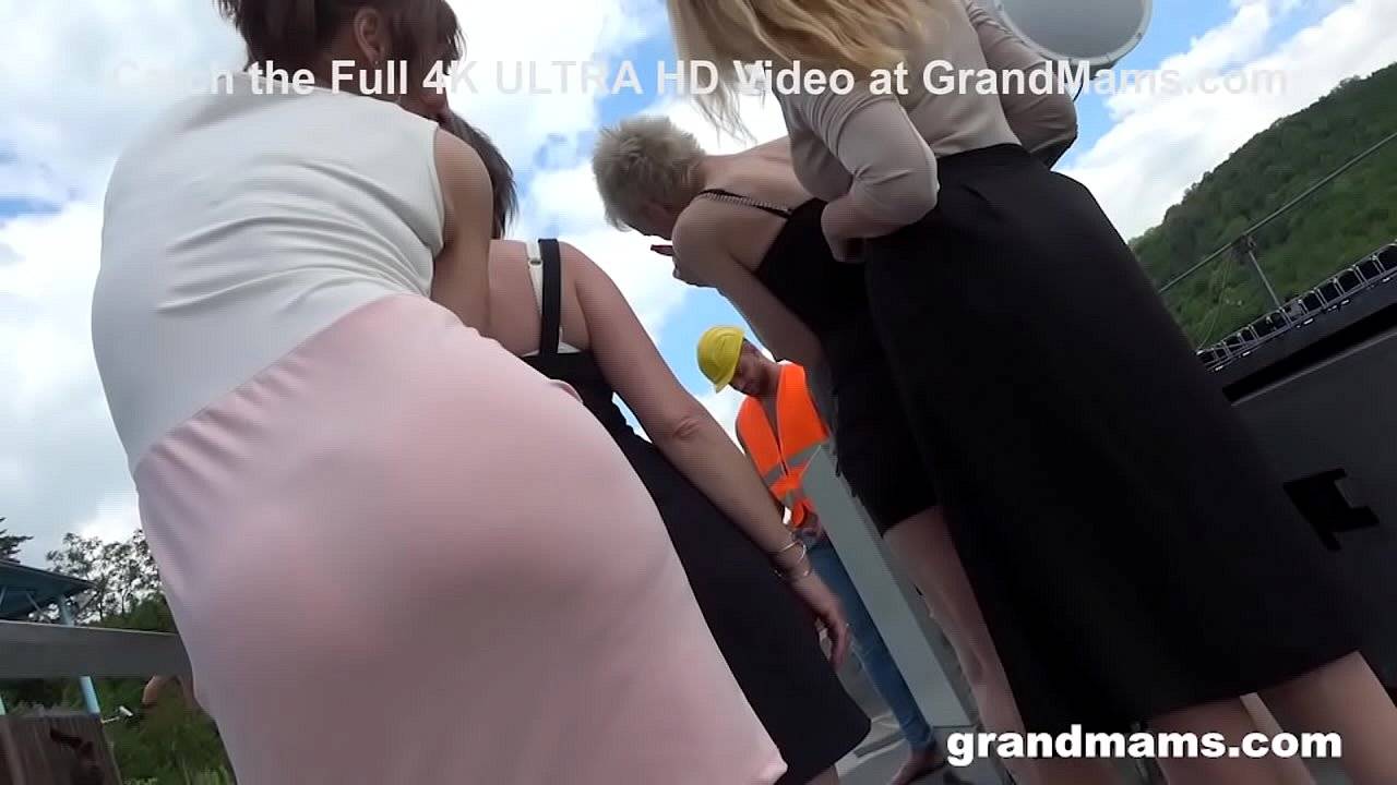 Group of grannies enjoying sex with builder