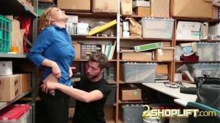 Horny lady officer abused a guy for shoplifting