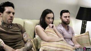 Nasty guys seduced their stepsister and fucked her