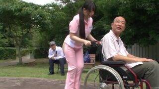 Japanese nurse gave a special service to her patient
