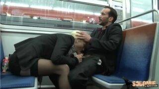 Blonde fucked in a metro