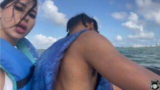 A black guy fucks a pornstar on a jet ski and in the jungle