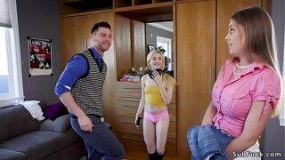 The crazy guy fucks his stepmom and GF together