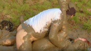 Public outdoor challenge fucking busty girl on Mud  [25 mins]