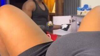 African Girl squirts while tattoo on her pussy