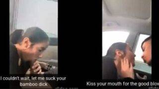 Arabian Girl sucks dick of boyfriend in running car