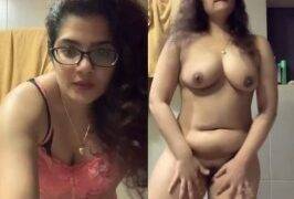Single Hot Indian Babe Teases & Fingers Pussy in Bathroom